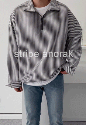 3864 stripe 오버핏 아노락 셔츠