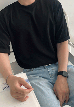 주름없는 카브라 롤업 반팔 티셔츠 (6color)